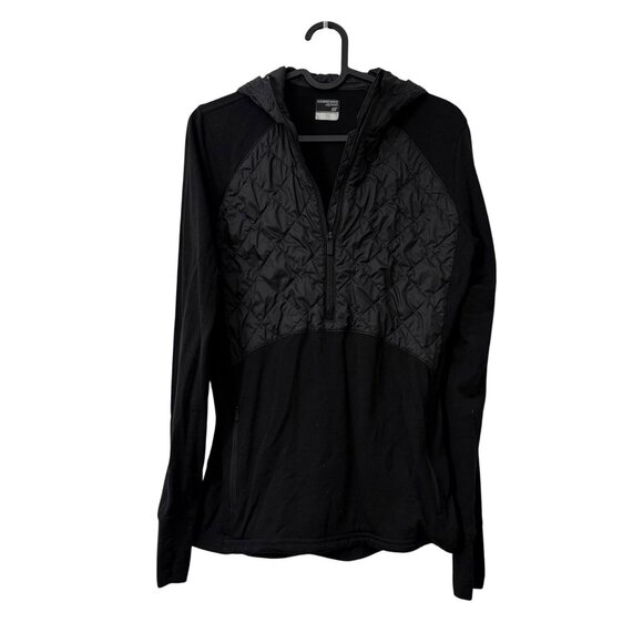 Icebreaker GT Merino Wool Black Quilted 1/2 Zip Hoodie Sweater Womens Small - Picture 1 of 6